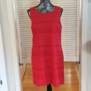 Red hot lace over lining dress 2 pockets zip back